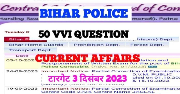 New Currents Affairs Bihar Police Exam 2023